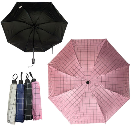 Paraguas Bolsillo Tela Goma Reversible Cuadrados